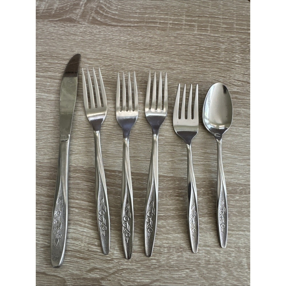 Vintage Superior Stainless Radiant Rose Loose Set Of 6